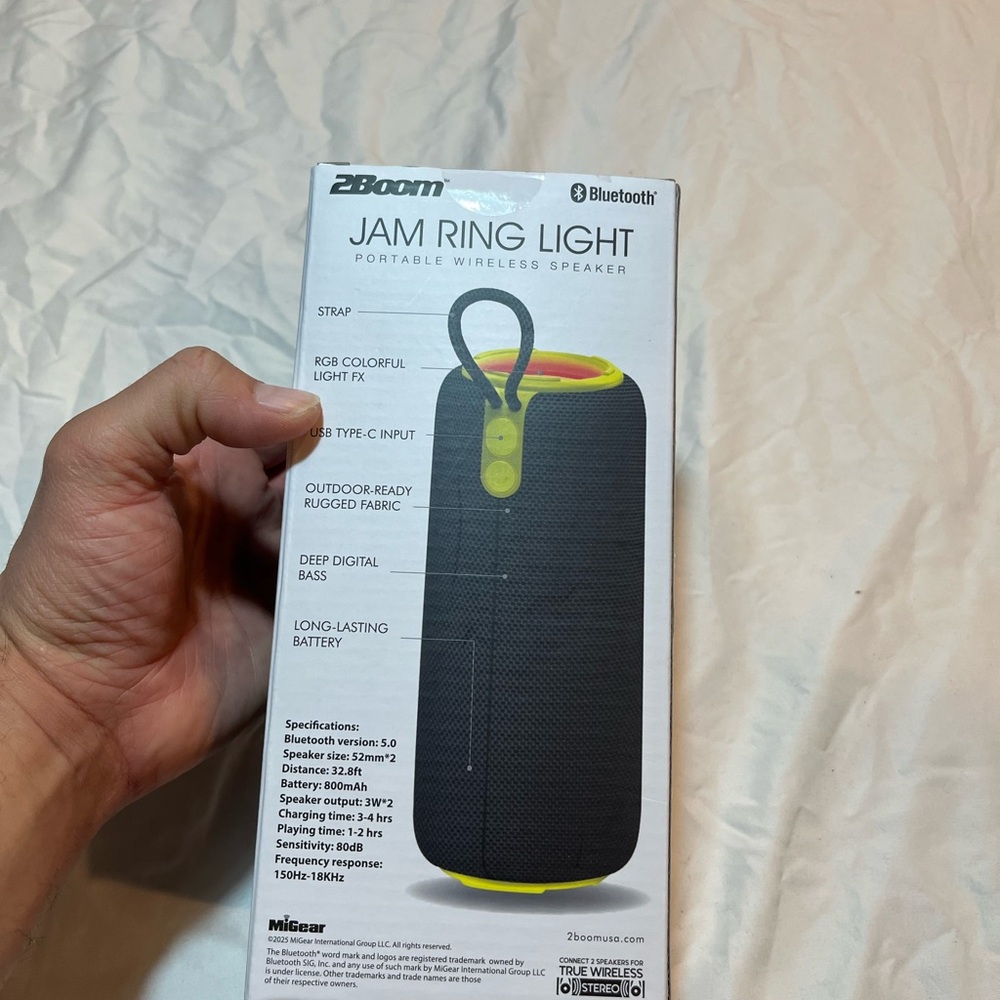 Ring Light Portable Wireless Speaker - Black and Yellow - Picture 3 of 5